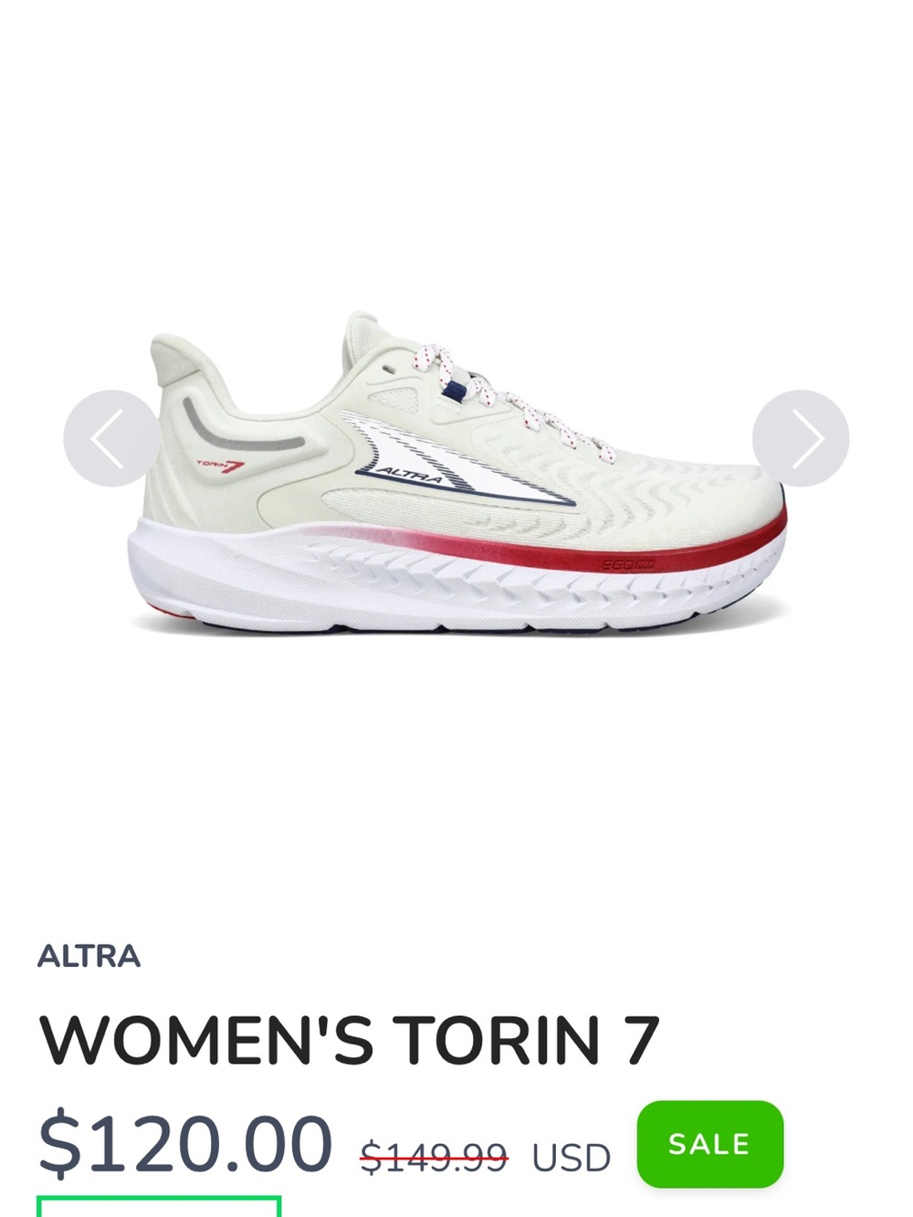 ALTRA TORIN 7 CREM WHITE/BLUE